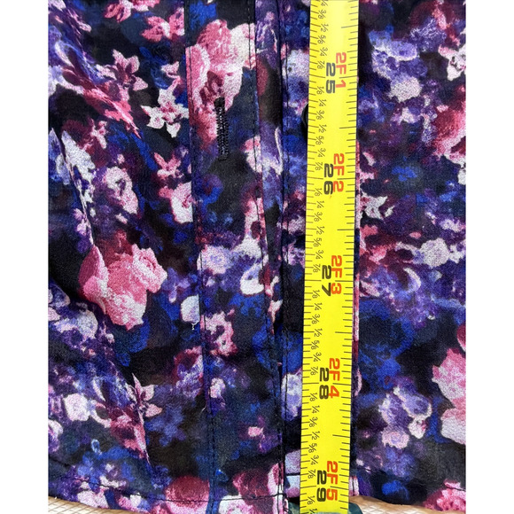 Express Portofino Floral Semi Sheer Roll Tab Sleeve Blouse Size Large - Picture 5 of 7